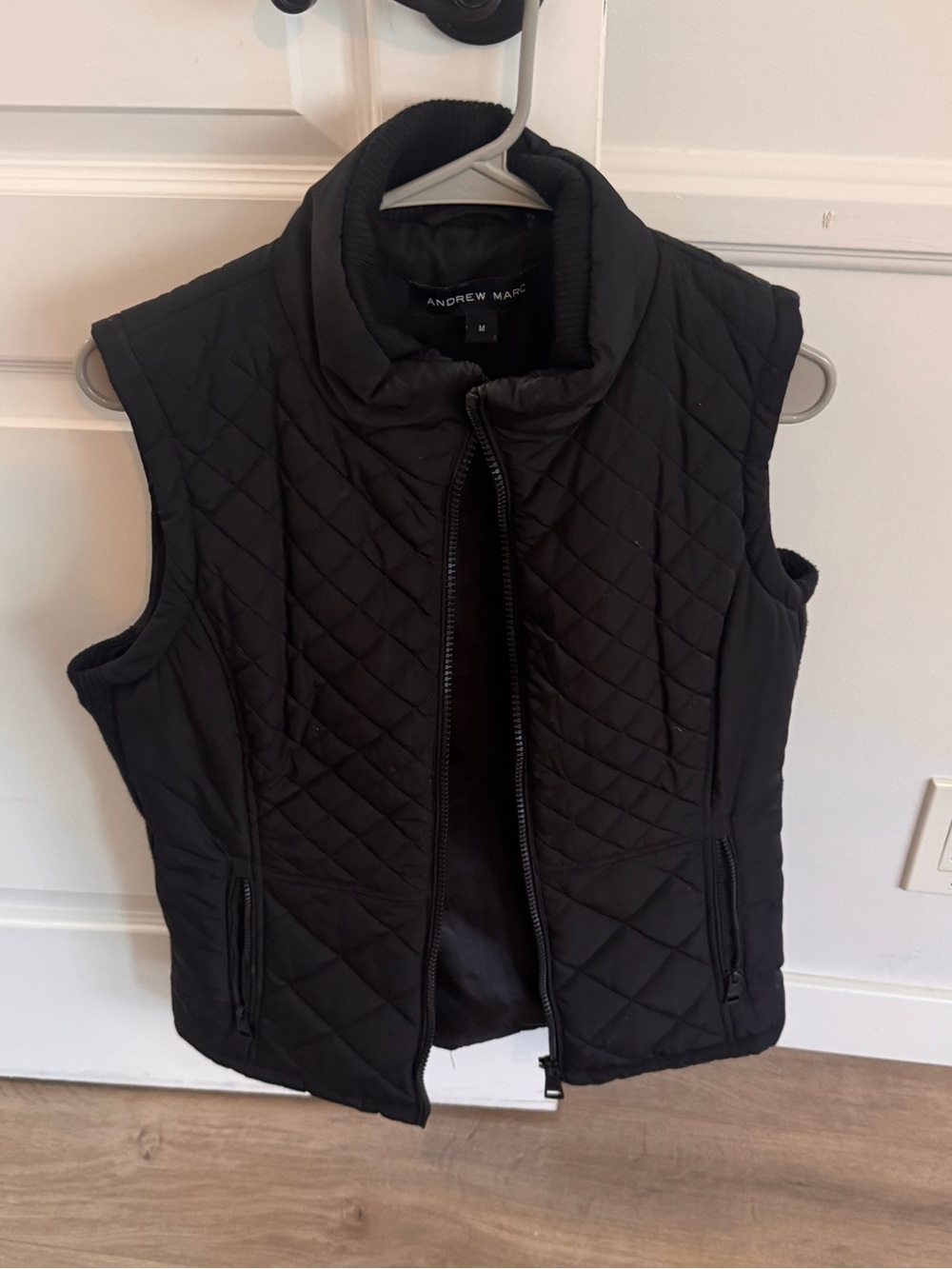 Andrew Marc Black Quilted Zip-Front Women's Vest